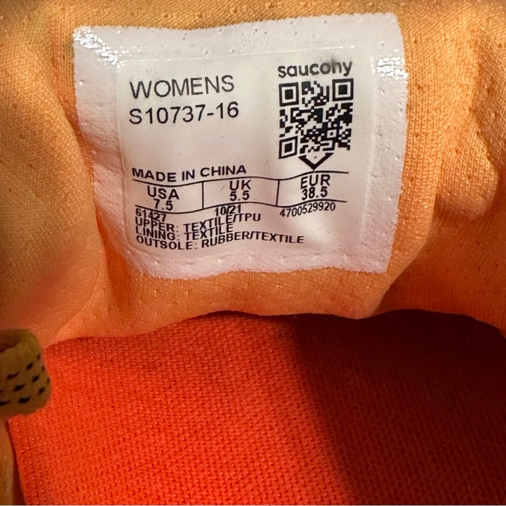 Saucony Peregrine 12 PWRRUN PWRTRAC Vizigold/Vizired Trail Running Shoe W 7.5 - Picture 16 of 16